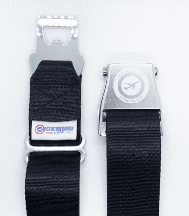 ceinture d'avion noire dos