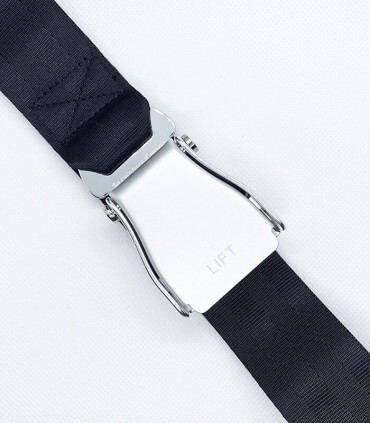 ceinture d'avion noire boucle