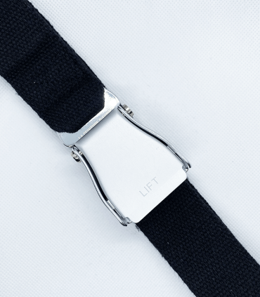 ceinture avion sangle noire en coton et boucle avion en alliage fer et aluminium